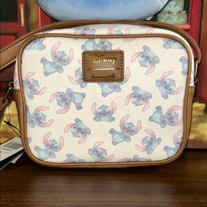 Loungefly Disney Stitch Pattern Cream Crossbody Bag